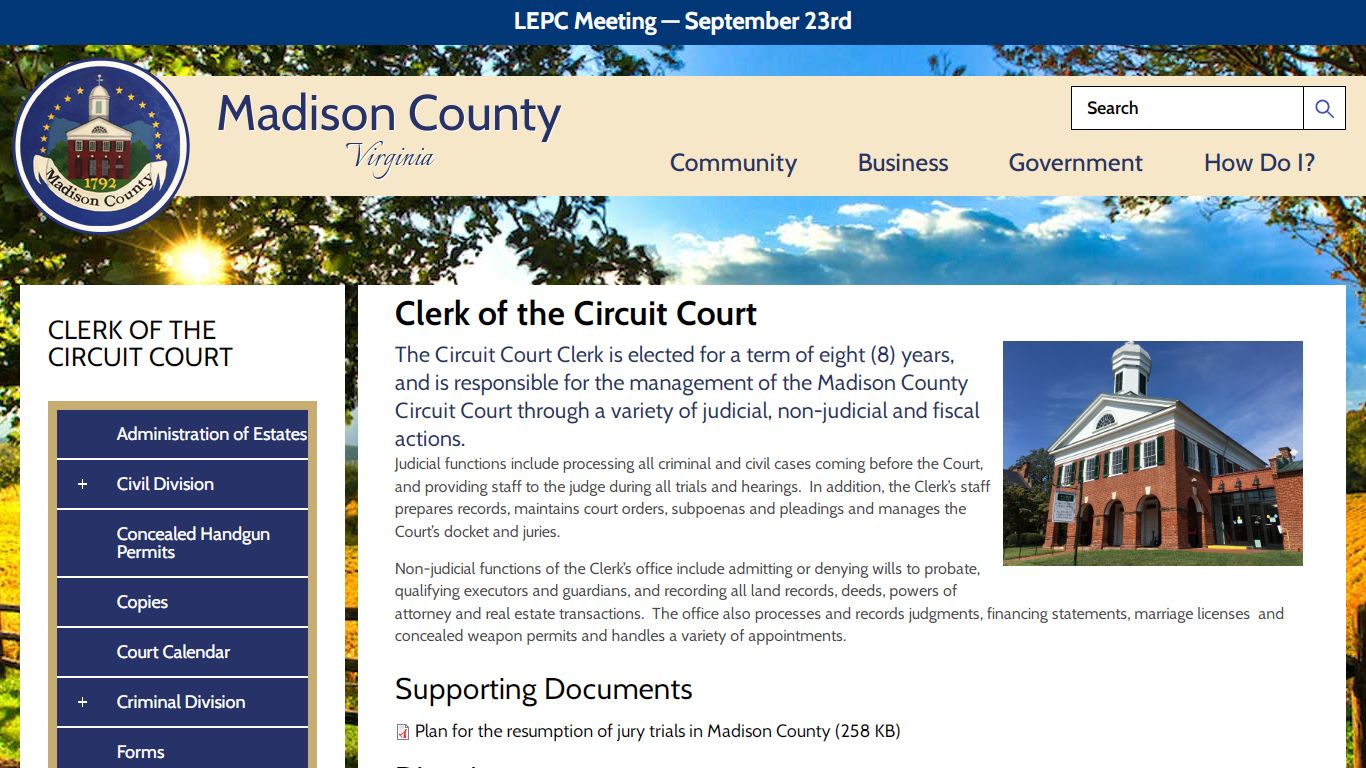 Clerk of the Circuit Court | Madison County Virginia